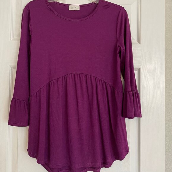 3/4 length plum color size small feminine drape with ruffle detail in front - Picture 1 of 6